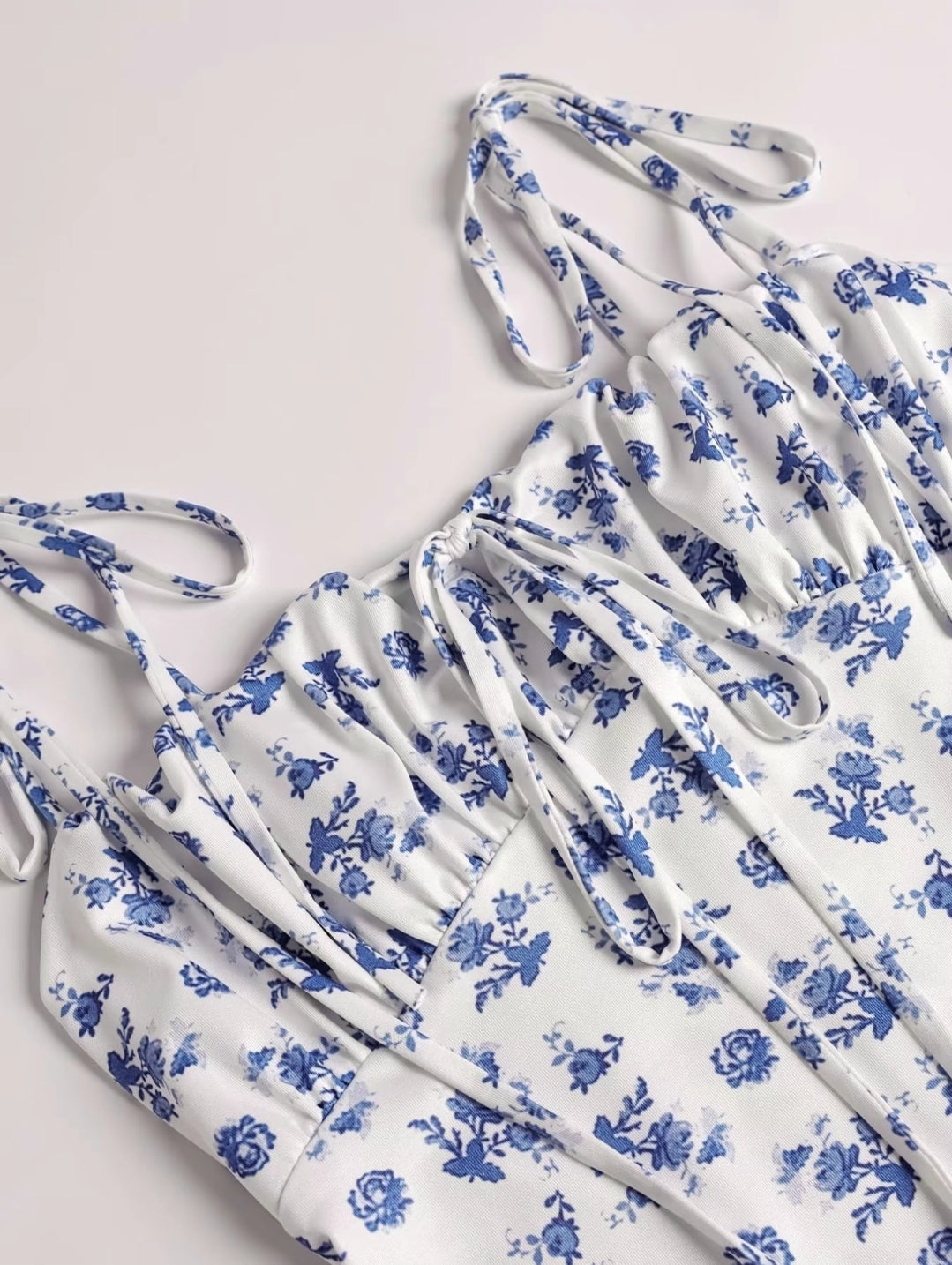 Viral Floral Print Backless Tie Shoulder Dress - Atherea