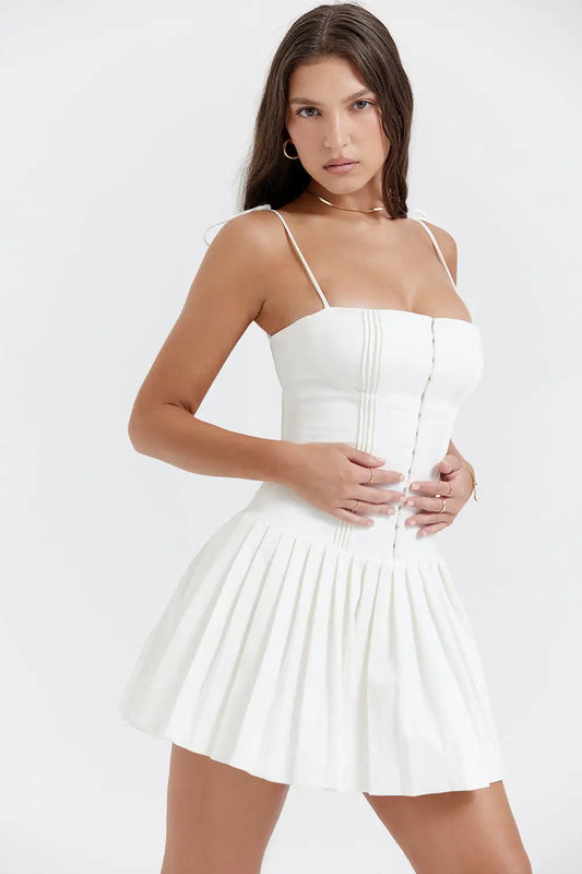White Pleated Dress | Atherea - Atherea