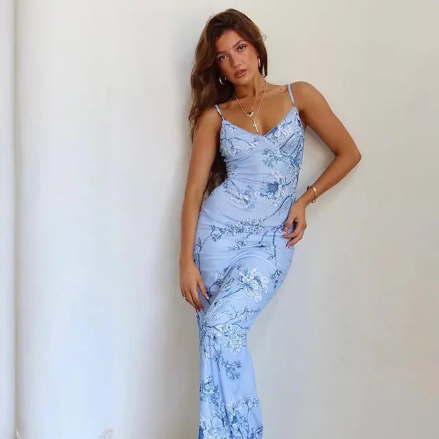 Sleeveless Floral Print Suspender Dress | Atherea - Atherea